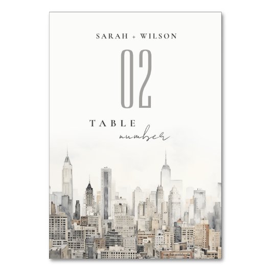 Waterverf bruiloft van de skyline van New York Kaart (Achterkant)