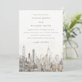 Waterverf bruiloft van de skyline van New York Kaart (Staand voorkant)