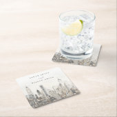 Waterverf bruiloft van de skyline van New York Kartonnen Onderzetters (Insitu)