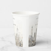 Waterverf bruiloft van de skyline van New York Papieren Bekers (Rechts)