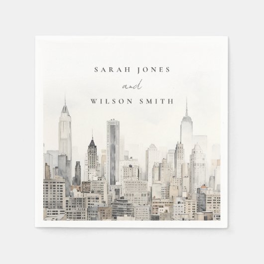 Waterverf bruiloft van de skyline van New York Servet (Voorkant)