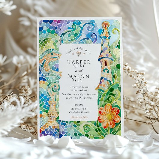 Waterverf bruiloft van Gaudí Kaart