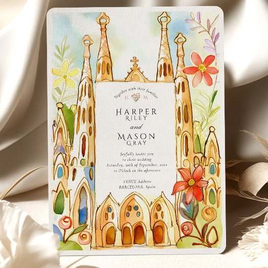 Waterverf bruiloft van Gaudí Kaart