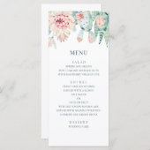 Waterverf bruiloft vetplanten. Roze bloemcactus Menu (Voorkant / Achterkant)