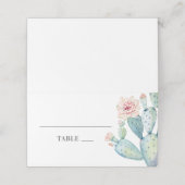 Waterverf bruiloft vetplanten. Roze bloemcactus Plaatskaartje (Buitenkant ongevouwen)