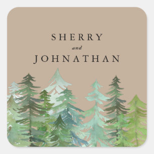 Waterverf bruiloft vierkante sticker