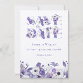 Waterverf Bruiloft Violet Bloemen Save the Date Kaart (Voorkant)