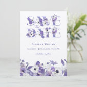 Waterverf Bruiloft Violet Bloemen Save the Date Kaart (Staand voorkant)