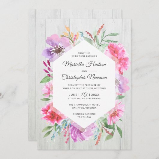 Waterverf bruiloft voorjaar boeket decoupage uitno kaart (Voorkant / Achterkant)