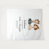 Waterverf bruiloft wandtapijt bruid en bruidegom e wandkleed (Voorkant (horizontaal))