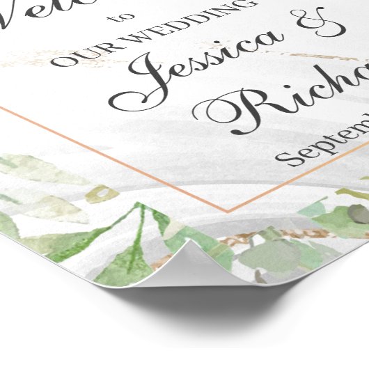 Waterverf bruiloft Welkomstteken Poster (Hoek)