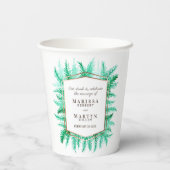 Waterverf bruiloft wintergroen bladgroen papieren bekers (Achterkant)