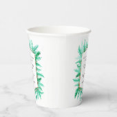 Waterverf bruiloft wintergroen bladgroen papieren bekers (Rechts)