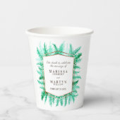 Waterverf bruiloft wintergroen bladgroen papieren bekers (Voorkant)