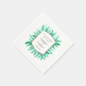 Waterverf bruiloft wintergroen bladgroen servet (Hoek)