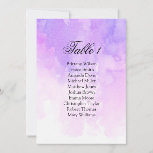 Waterverf bruiloft-zitkaart. Roze en paars Kaart