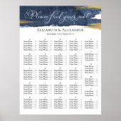 Waterverf Bruiloft Zitkaarten | Blauw Abstract Poster (Voorkant)