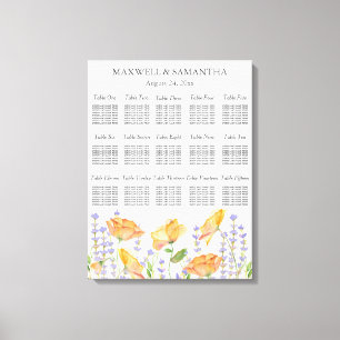 Waterverf Bruiloft Zitkaarten Wildflower Thema Canvas Afdruk