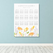 Waterverf Bruiloft Zitkaarten Wildflower Thema Canvas Afdruk (Insitu (Houten vloer))