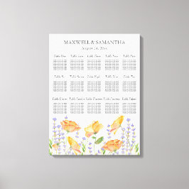 Waterverf Bruiloft Zitkaarten Wildflower Thema Canvas Afdruk