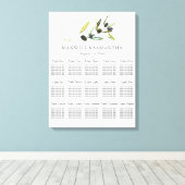Waterverf Bruiloft Zittafel Botanische Olijf Canvas Afdruk (Insitu (Houten vloer))