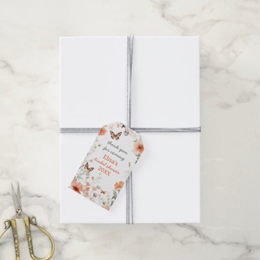 Waterverf Bruilofts Bruidsmeisjesontbijt Vlinderme Cadeaulabel (Met Touw)