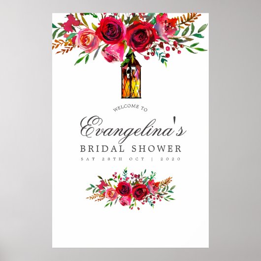 Waterverf Bruilofts Bruidsshower Welkom Poster (Voorkant)