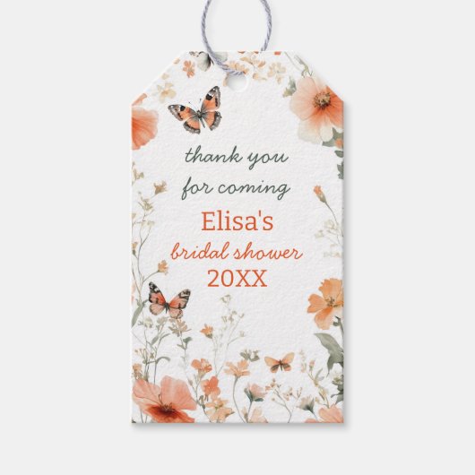 Waterverf Bruilofts Bruiloft Vlindervelden Aangepa Cadeaulabel (Voorkant)