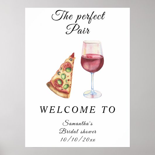 Waterverf Bruiloftsborrel Perfect Pair Welkom Poster (Voorkant)