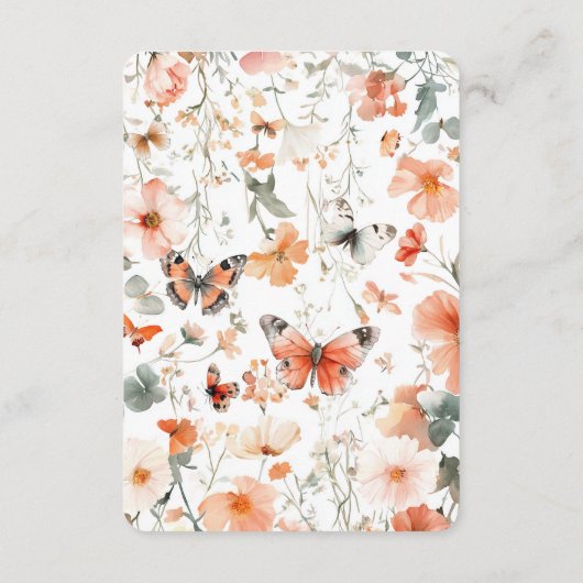 Waterverf bruiloftsdouche Butterfly Meadow QR-code Informatiekaartje (Achterkant)