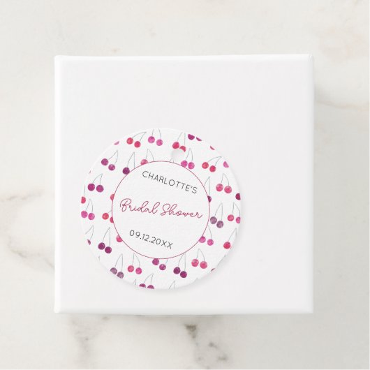 Waterverf Bruiloftsfeest met Kersen - Persoonlijk Bedankjes Labels (In situ)