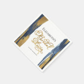 Waterverf Bruiloftsontbijt Servetten | Blauw Abstr (Hoek)