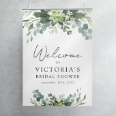 Waterverf Bruiloftsontvangstbord met Eucalyptus Poster