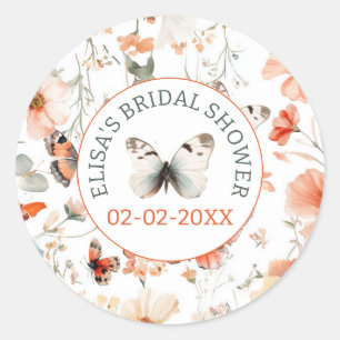 Waterverf Bruiloftssalon Vlinderveld Aangepast Ronde Sticker