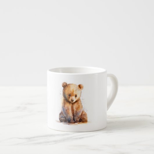 Waterverf bruin Baby, Beer, sneeuwverkuiken, sneeu Espresso Kop (Voorkant rechts)