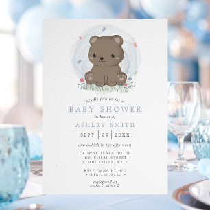 Waterverf bruin Beer Baby shower voor eenvoudige k Kaart