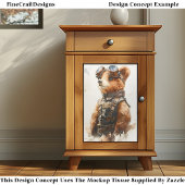 Waterverf Bruin Beer Cub Explorer CE1 Decoupage Tissuepapier