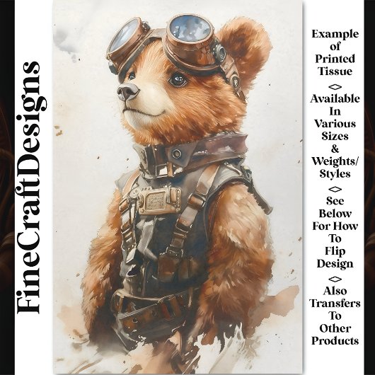 Waterverf Bruin Beer Cub Explorer CE1 Decoupage Tissuepapier