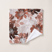 Waterverf bruin grijs bloempatroon. bad handdoek (Wasdoekje)