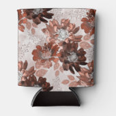 Waterverf bruin grijs bloempatroon. blikjeskoeler (Voorkant)