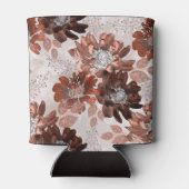 Waterverf bruin grijs bloempatroon. blikjeskoeler (Achterkant)