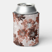 Waterverf bruin grijs bloempatroon. blikjeskoeler (Blikje Achterkant)