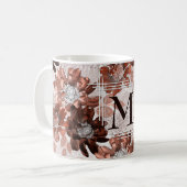 Waterverf bruin grijs bloempatroon. koffiemok (Voorkant links)