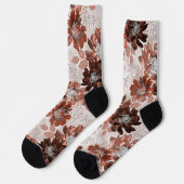 Waterverf bruin grijs bloempatroon. sokken (Links)