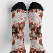 Waterverf bruin grijs bloempatroon. sokken (Top)