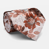Waterverf bruin grijs bloempatroon. stropdas (Opgerold)