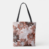 Waterverf bruin grijs bloempatroon. tote bag (Achterkant)