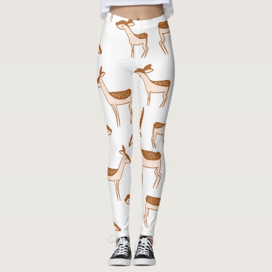 Waterverf bruin hertenpatroon leggings (Voorkant)