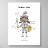 Waterverf bruin huidmeisje het pantser van Gods pr Poster (Voorkant)