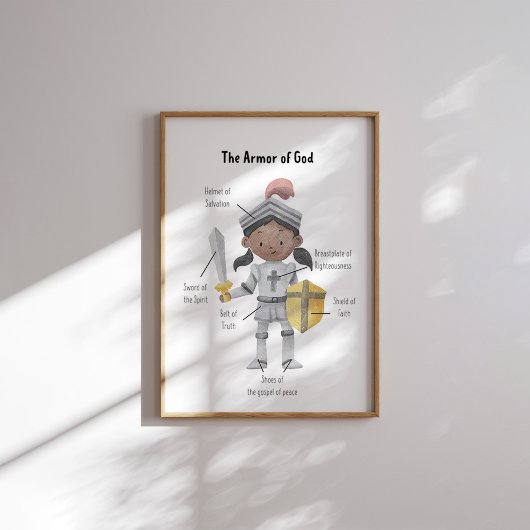 Waterverf bruin huidmeisje het pantser van Gods pr Poster